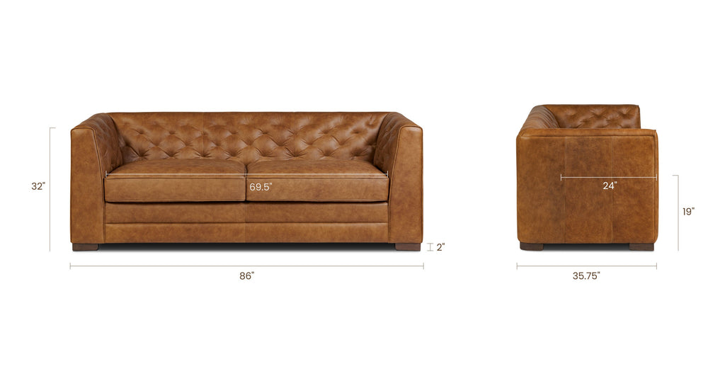 Essex 86 Leather Pull-Out Convertible Sleeper Sofa
