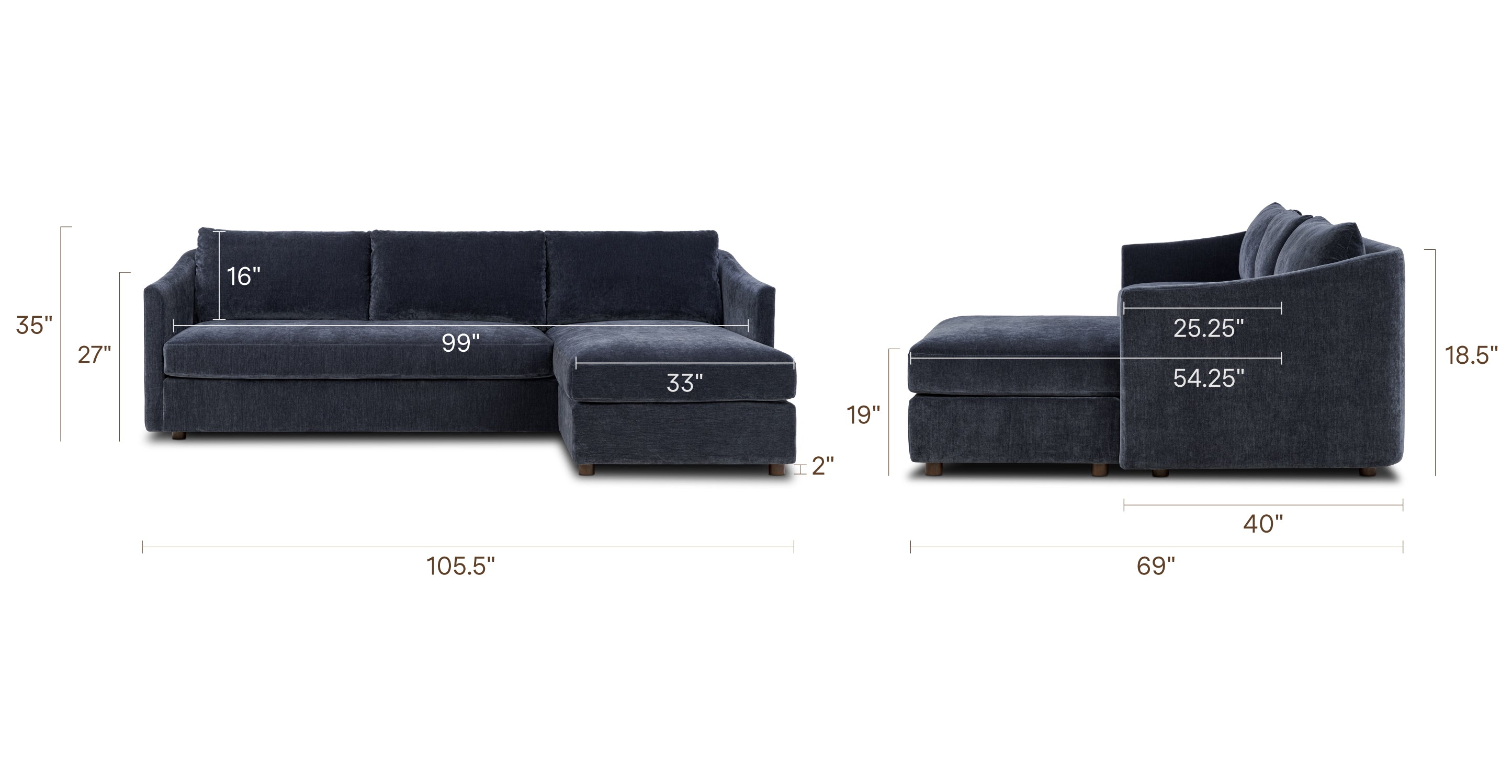Nervan 105.5 Reversible Chaise Sectional