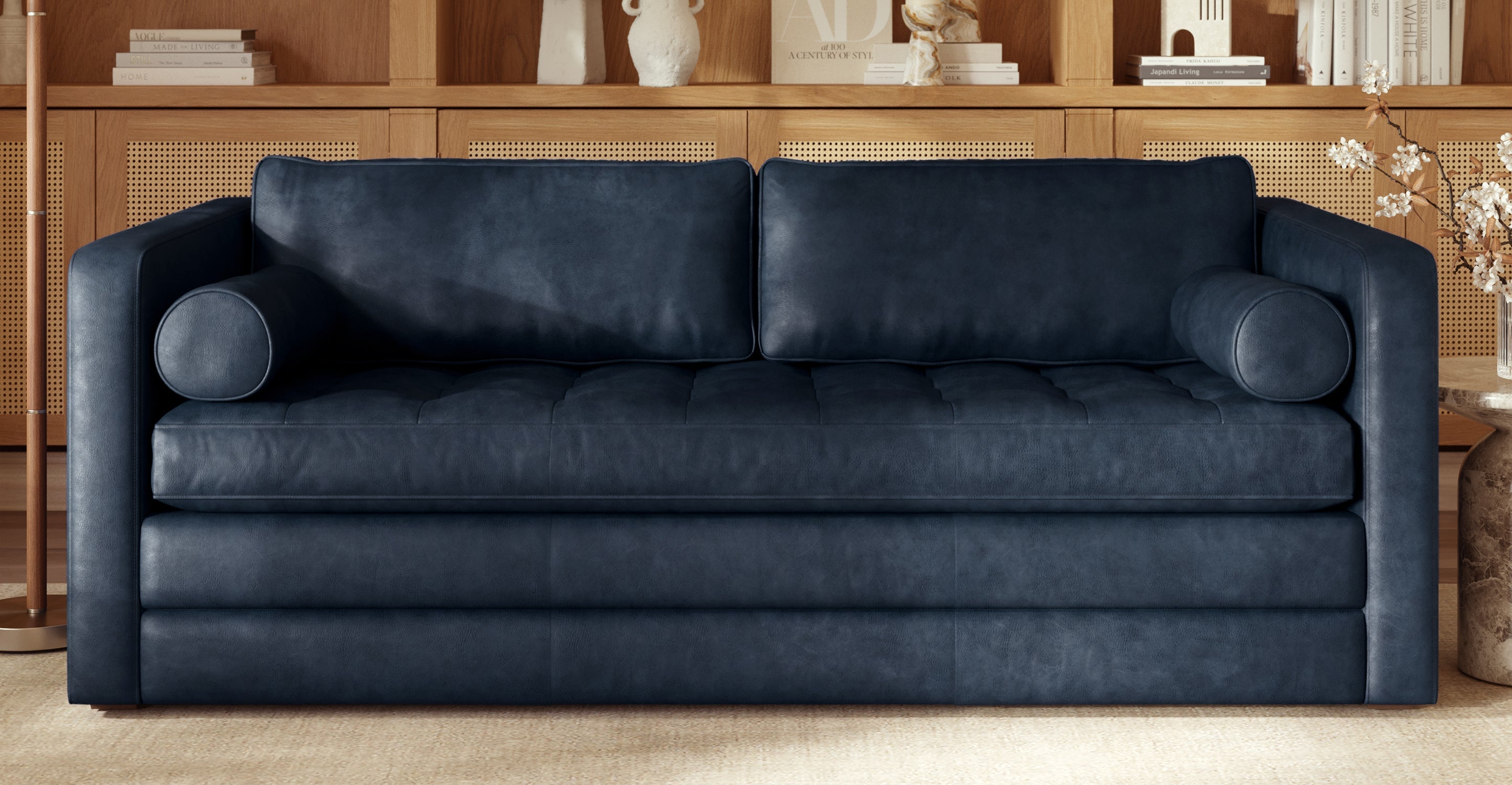 Napa 82 Leather Pull-Out Convertible Sleeper Sofa