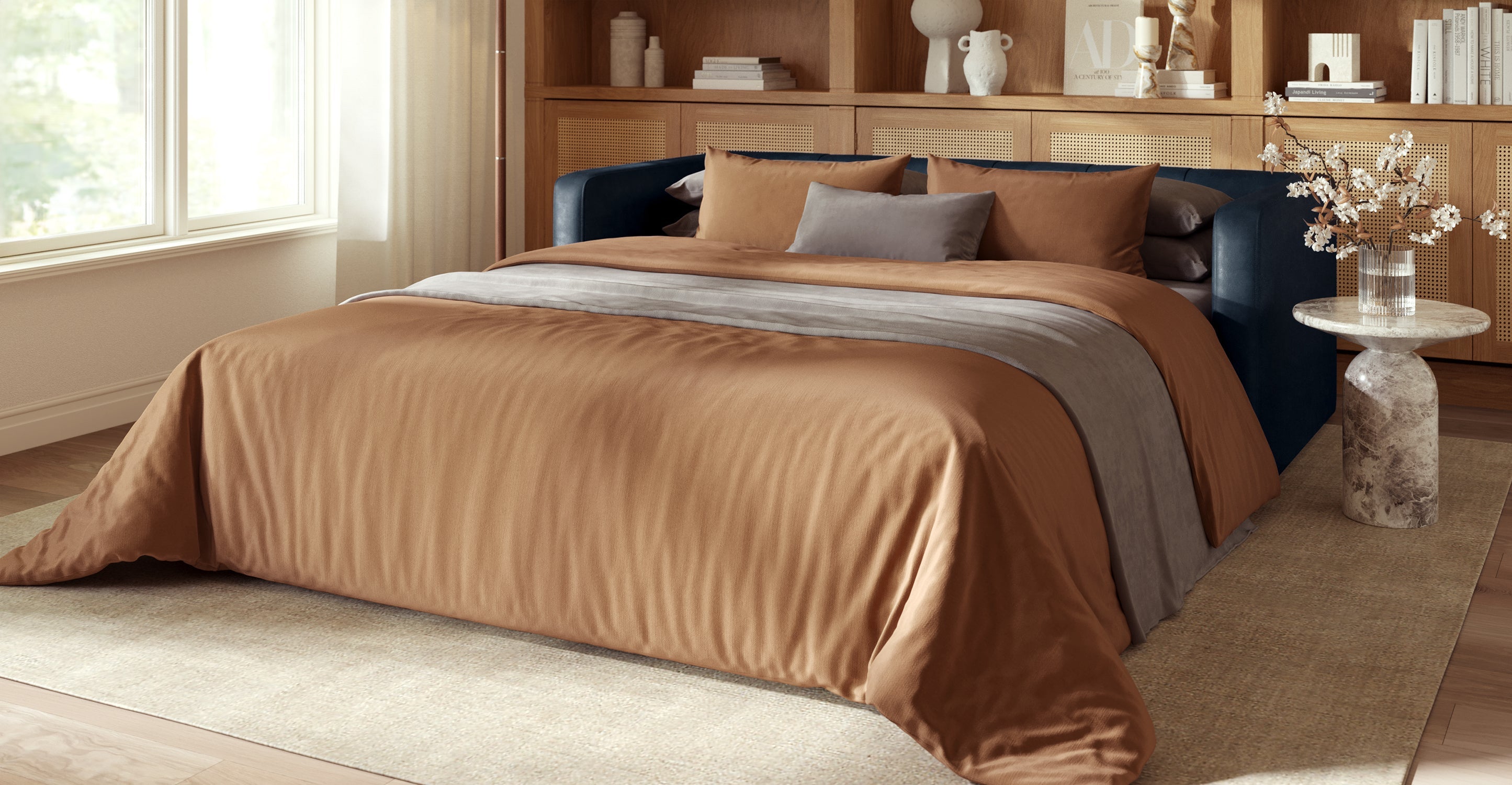 Napa 82 Leather Pull-Out Convertible Sleeper Sofa