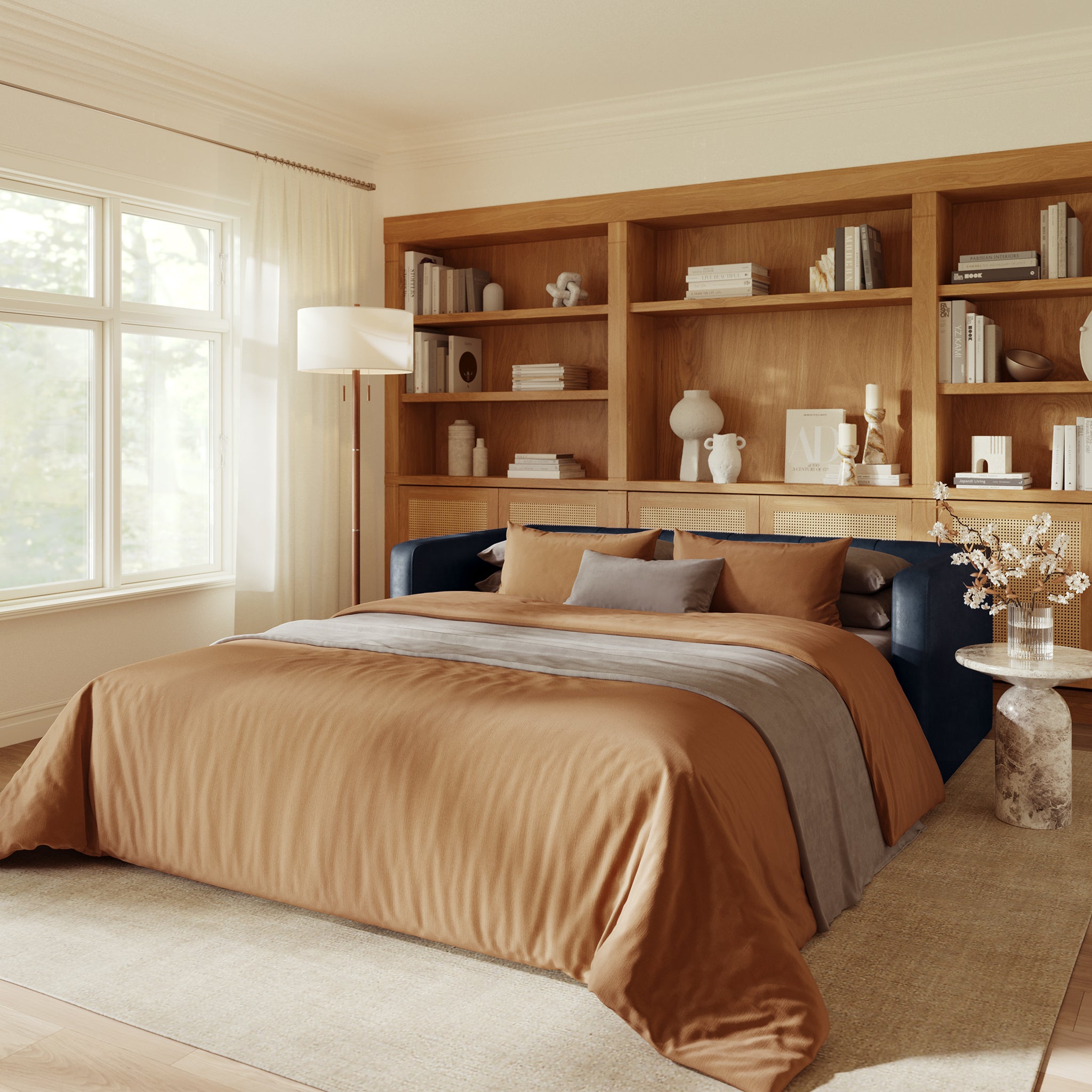 Napa 82 Leather Pull-Out Convertible Sleeper Sofa