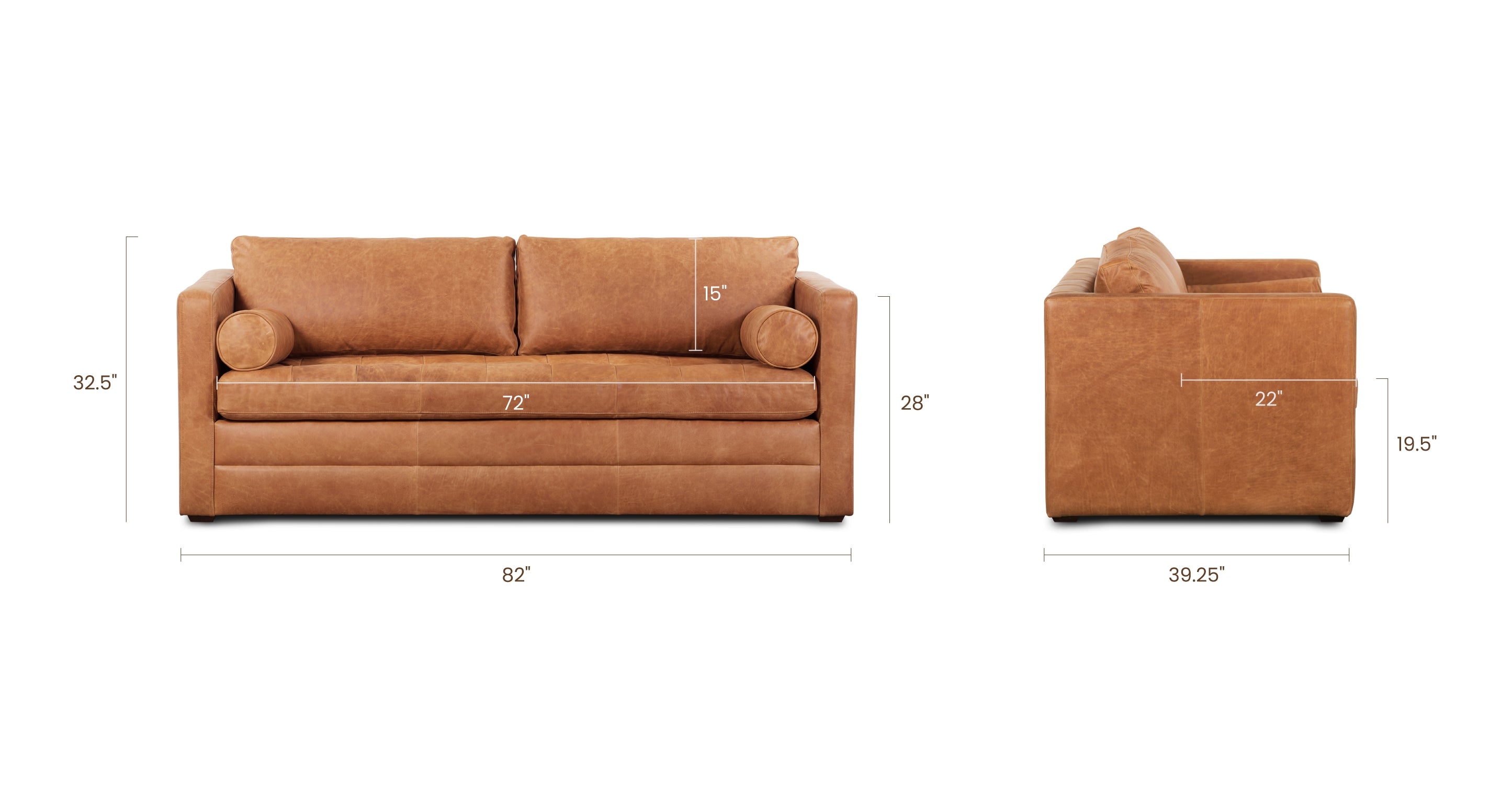 Napa 82 Leather Pull-Out Convertible Sleeper Sofa
