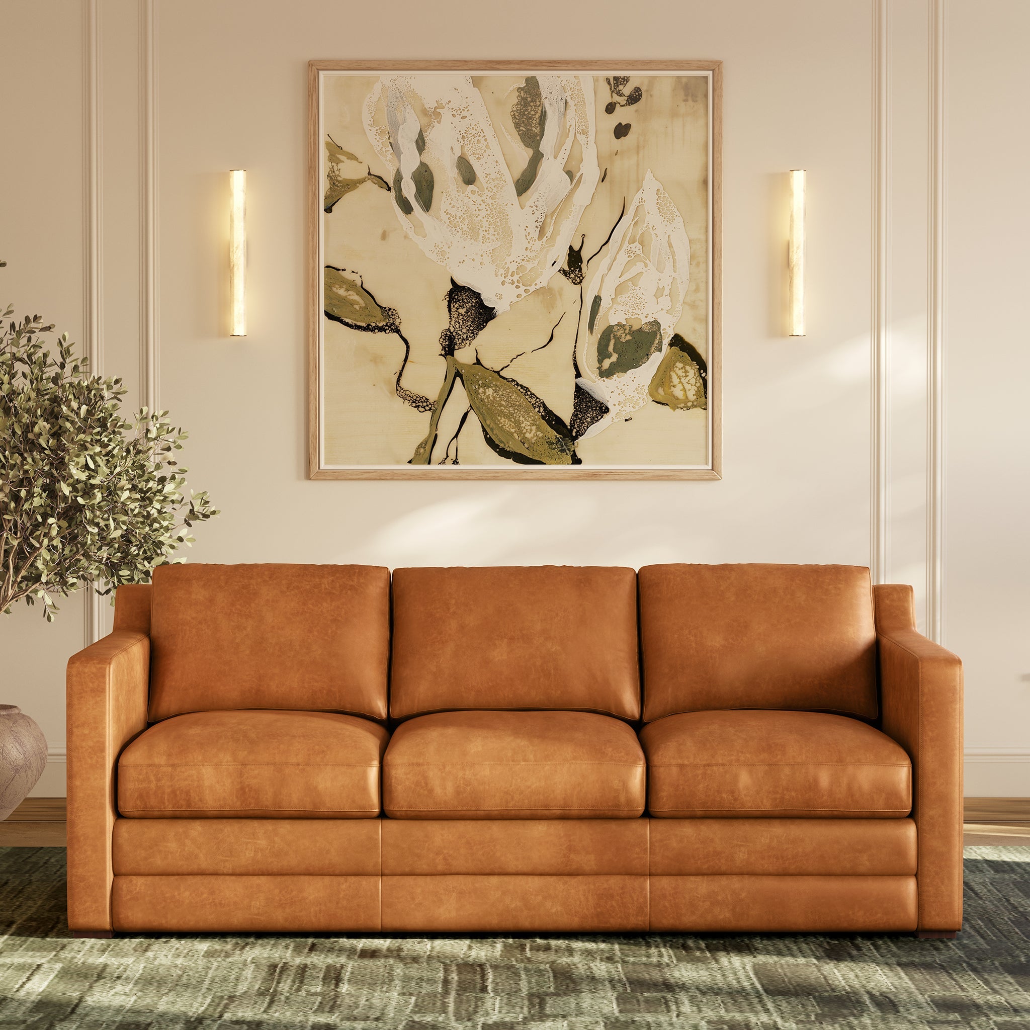 Sorrento Leather Pull-Out Convertible Sleeper Sofa