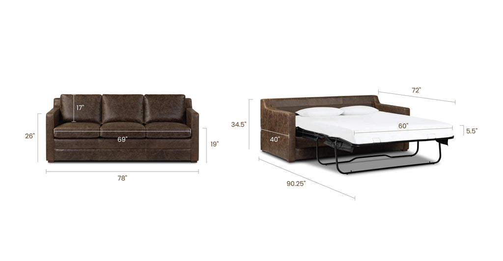 Sorrento Leather Pull-Out Convertible Sleeper Sofa