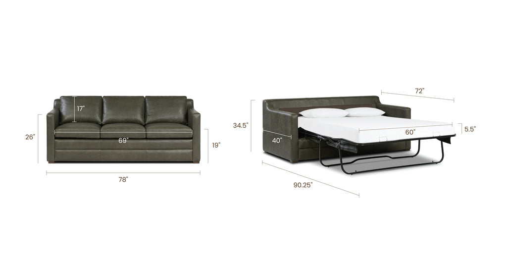 Sorrento Leather Pull-Out Convertible Sleeper Sofa