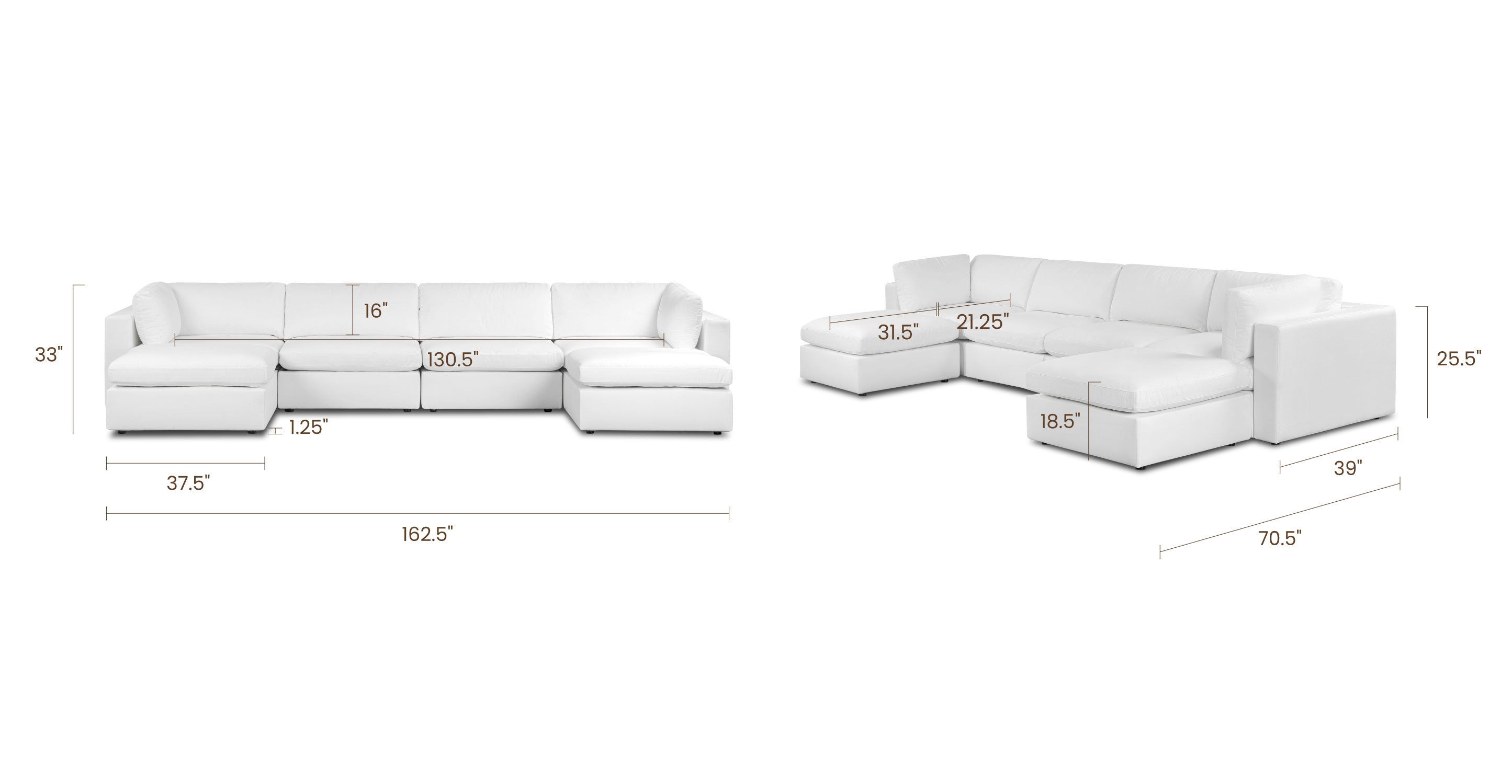 6-Seat Vari Modular Double Chaise Sectional