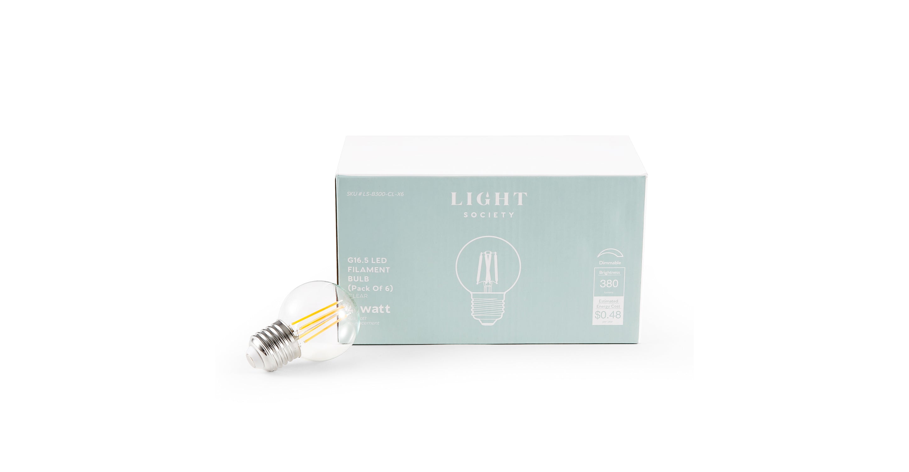 Koby G16.5 Clear LED Filament Light Bulb