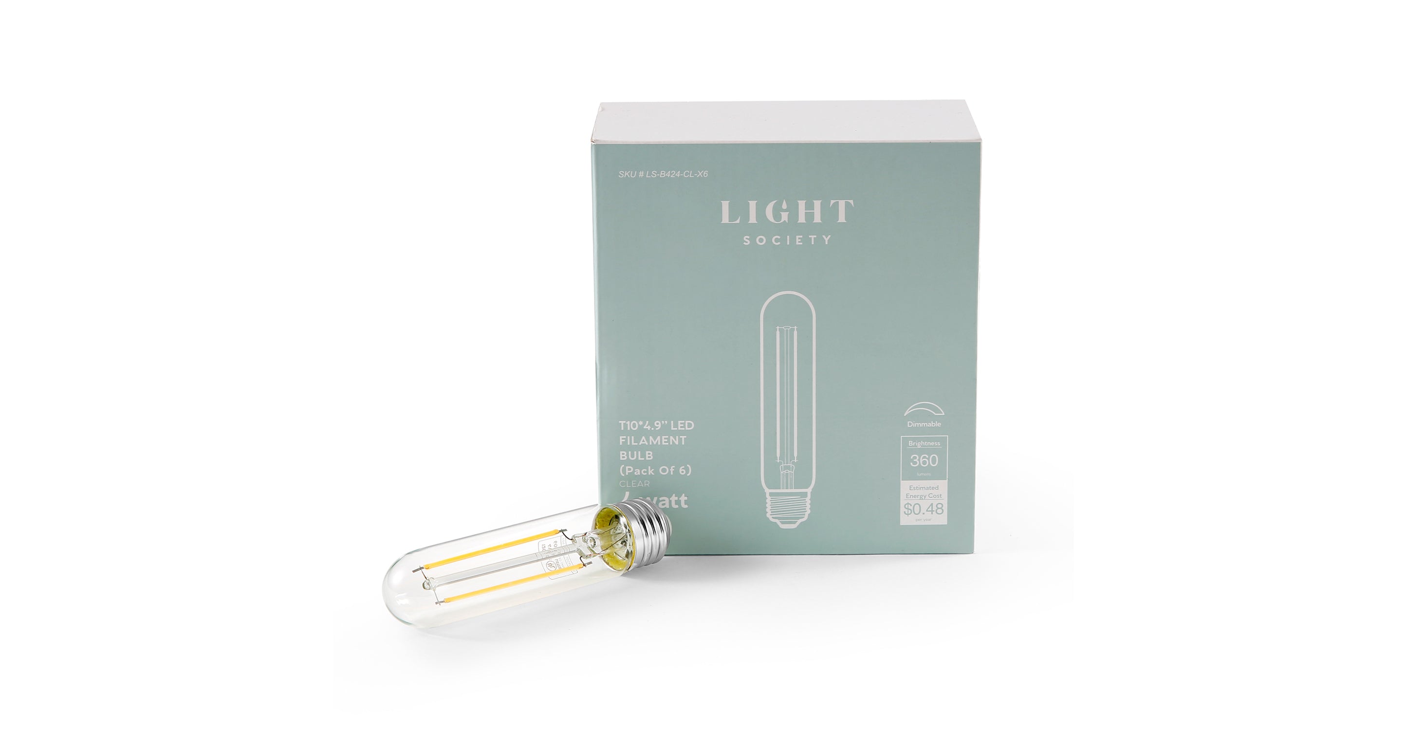 Sovana T10 / 4.9 Clear LED Filament Light Bulbs