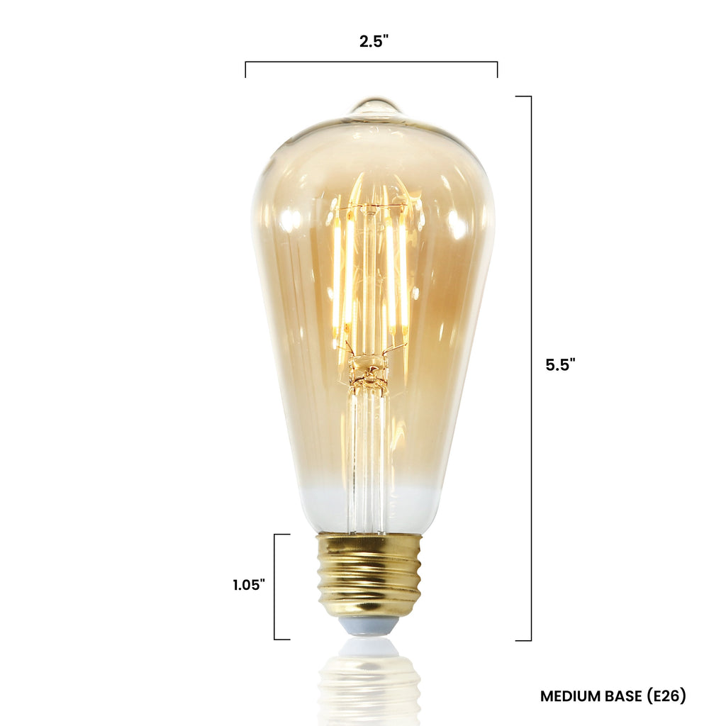 Holland ST21 Amber LED Vintage Filament Light Bulb