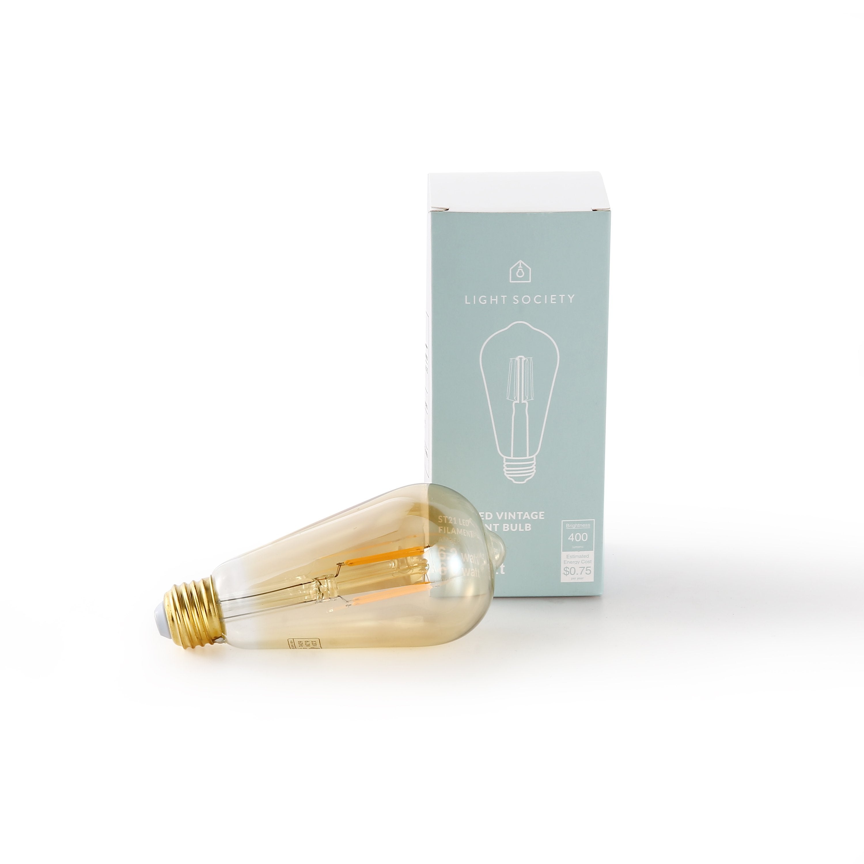 Holland ST21 Amber LED Vintage Filament Light Bulb