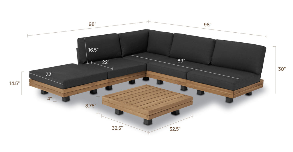 Celenza Modular Corner Sectional Set with Coffee Table
