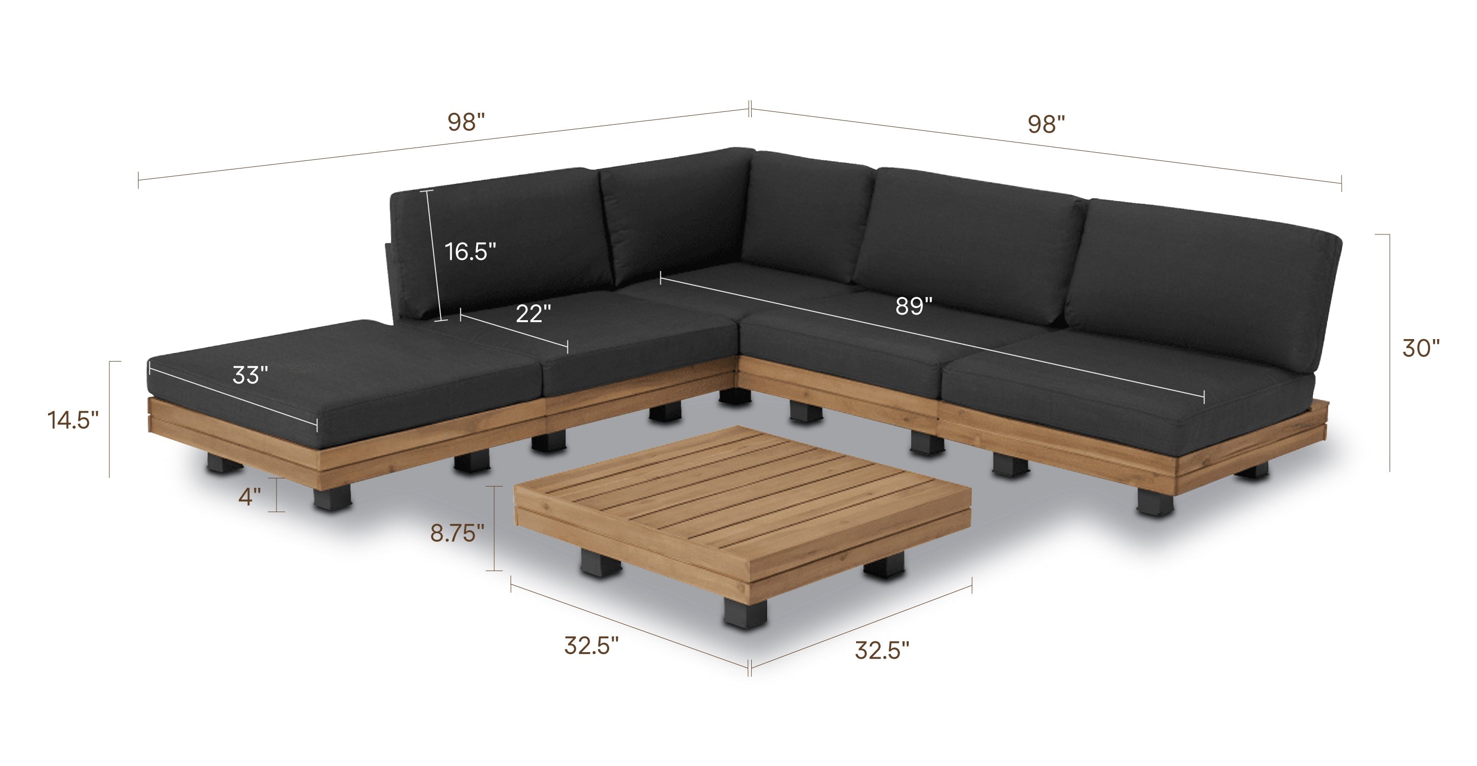 Celenza Modular Corner Sectional Set with Coffee Table