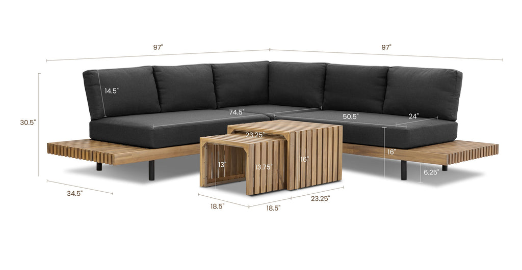 Lobos Outdoor Corner Sectional with Coffee Table