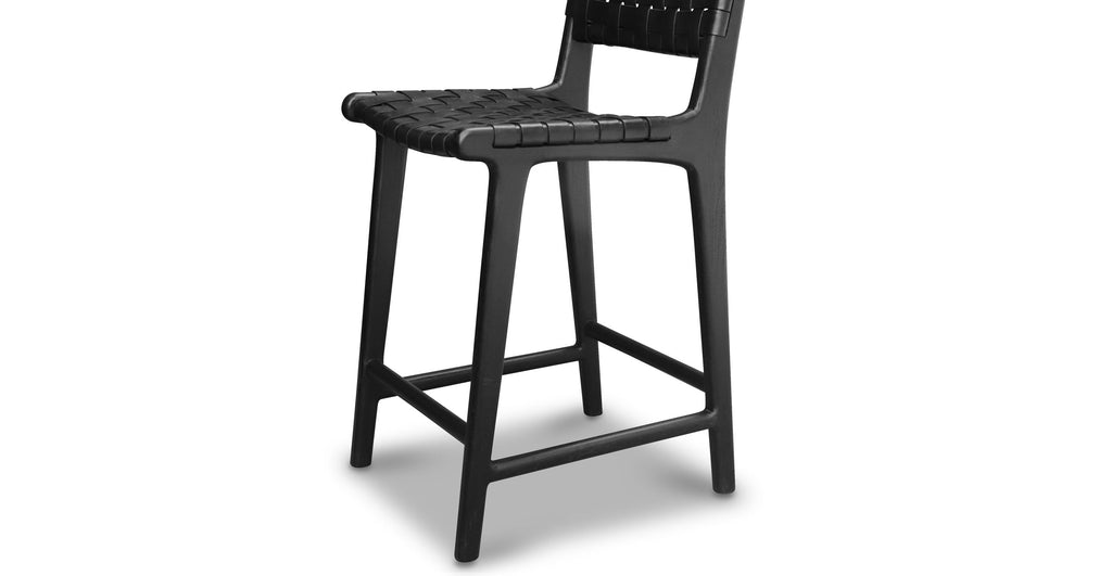 Banda Teak & Woven Leather Counter Height Stool