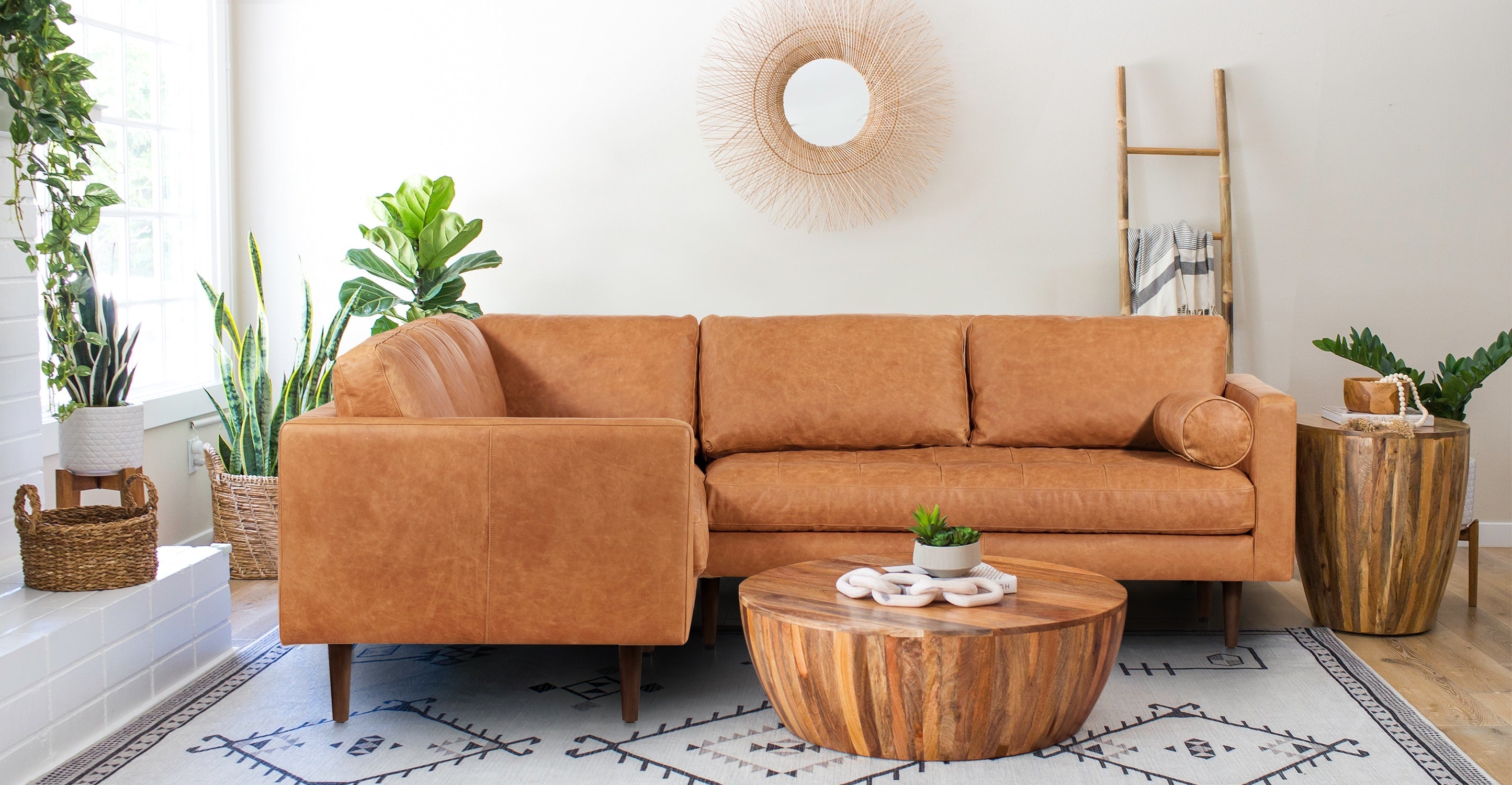 Napa Leather Corner Sectional Sofa