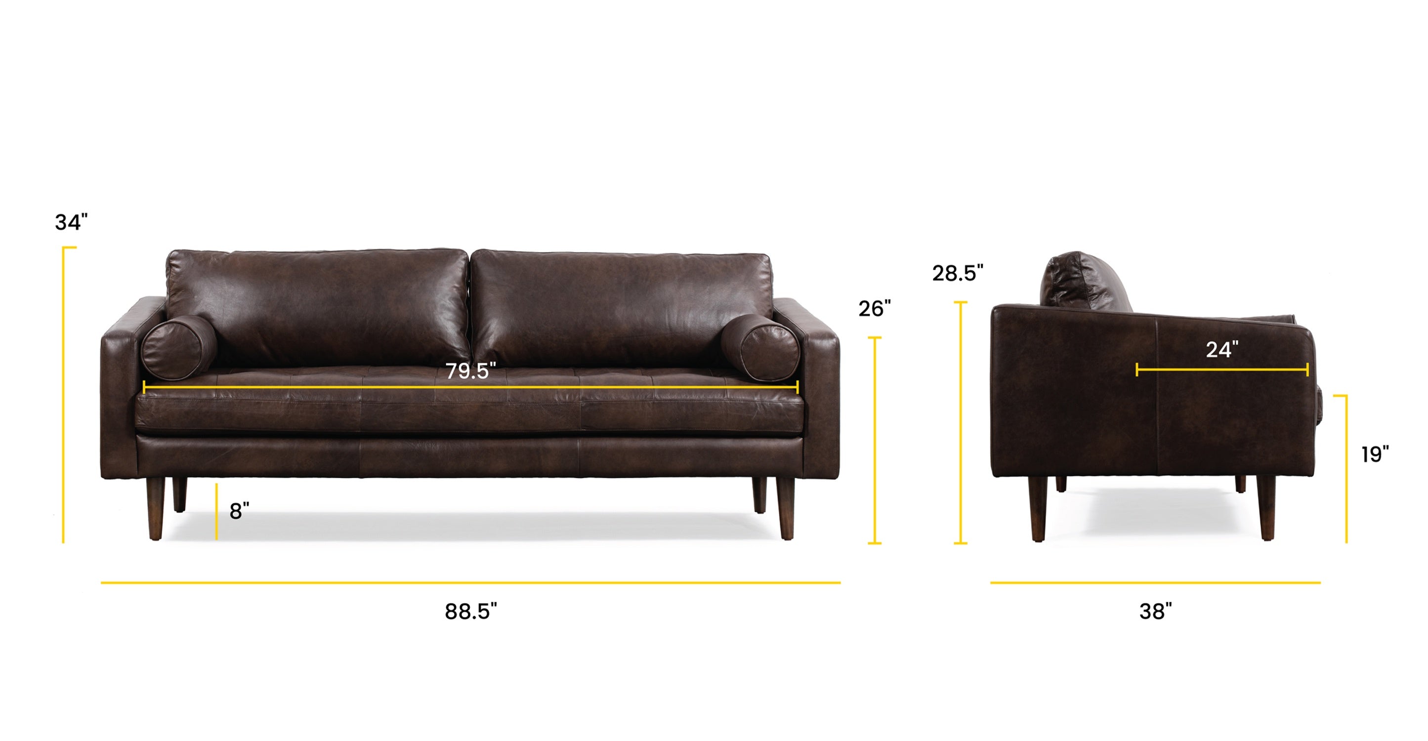 Napa Leather Sofa 88.5”
